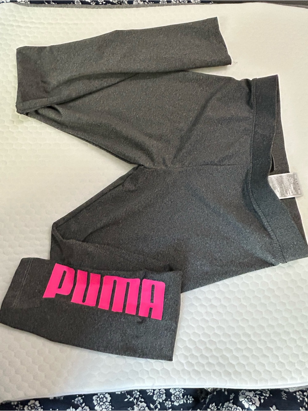 Puma Gray Active Leggings with Black Logo Tag